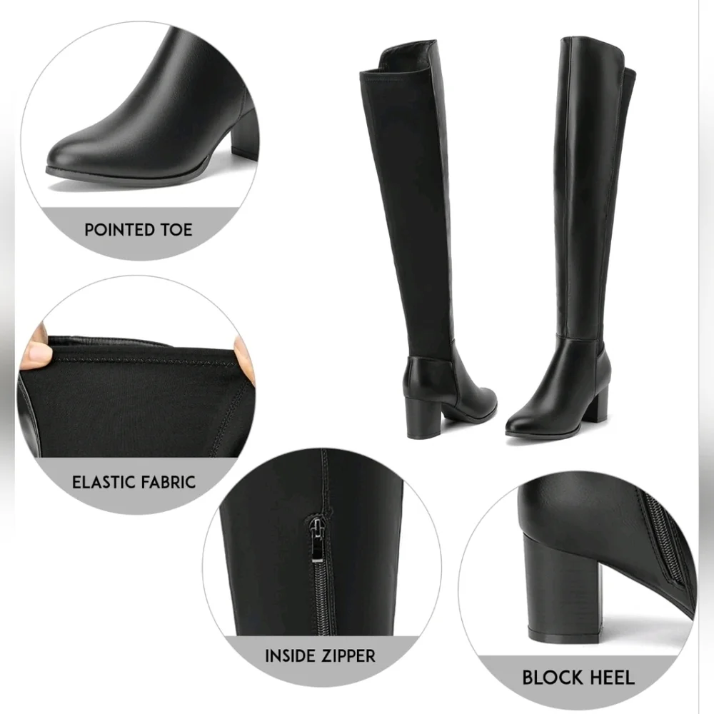 Selenepair 8 Black Breathable Over the Knee Boots Christmas Shoes Sexy